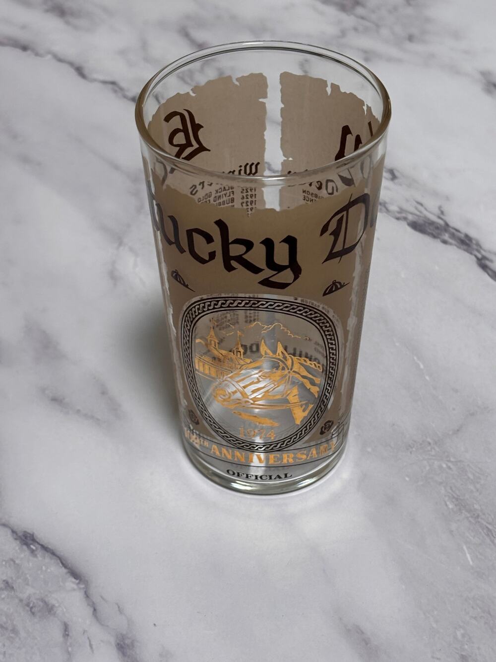 1974 Kentucky Derby Glass Official 100th Anniversary Churchill Downs Horse Race